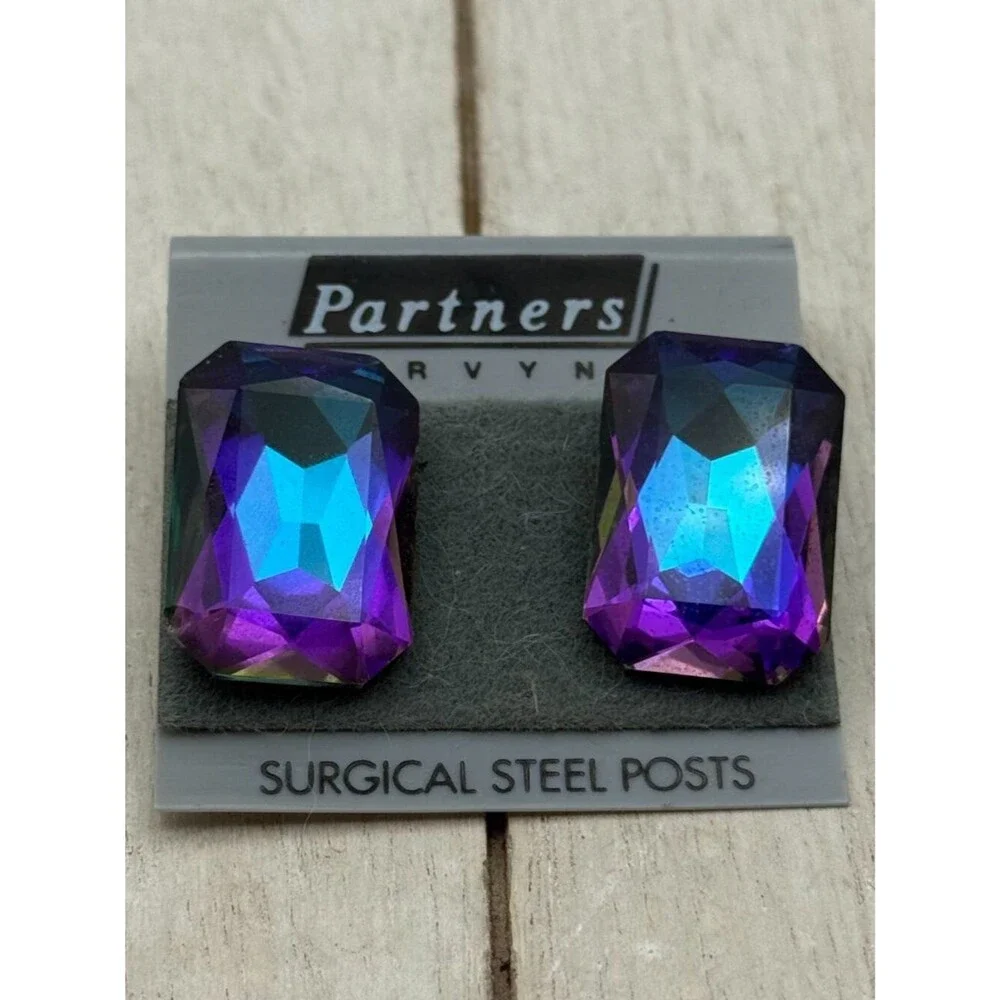 vintage partners iridescent pierced earrings